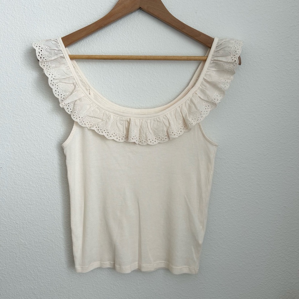 American Eagle Lace Eyelet Ruffle Blouse - Medium